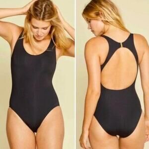 Andie The Catalina One Piece Swimsuit Sleeveless Open Back Black NWT XS